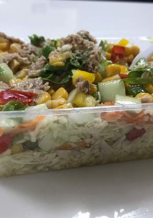 A picture of Salad with chicken.