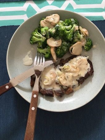 Langkah Mudah untuk Membuat Resep Rib Eye Steak with Mushrom Sauce yang Lezat Sekali Anti Ribet, Mantap Sekali