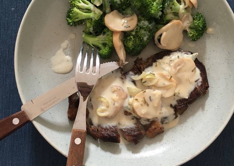 Cara Gampang Menyiapkan Rib Eye Steak with Mushrom Sauce Lezat