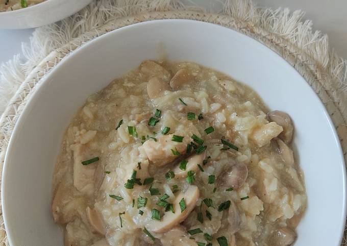 Risotto crémeux poulet champignons