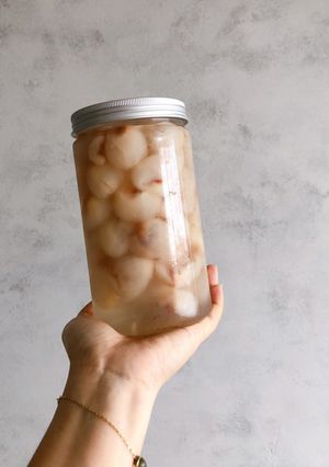 Hình của món Vải ngâm đường.