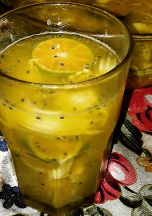 Foto resep Es jeruk kelapa muda dan selasih