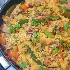 A picture of Meat Briyani (Using leftover Roasted Lamb Leg).