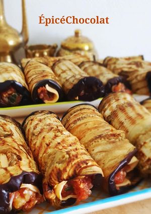 Une photo de Aubergines farcies roulées