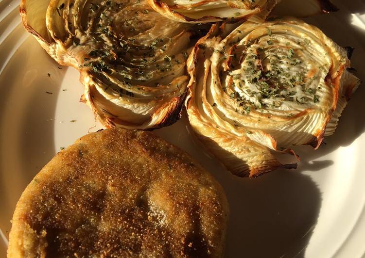 Hamburguesa vegana con hinojo al horno