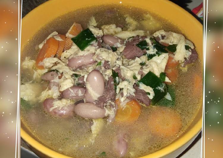 Sop kacang merah daging telur orak arik