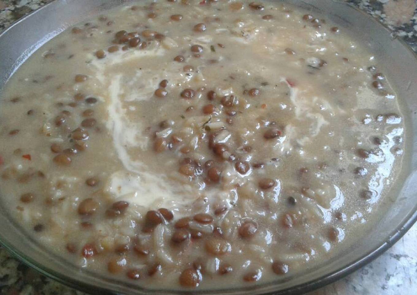 Lentejas con arroz y queso súper fácil👌😉😆