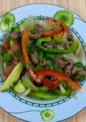 Hình của món Bao tử cá basa xào thập cẩm.