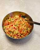 Salpicón de pimientos, tomates y arroz