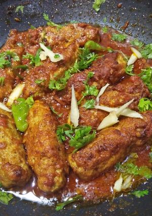 A picture of BBQ kabab karahi.