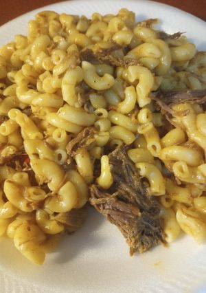 A picture of Shredded Beef with Pasta.