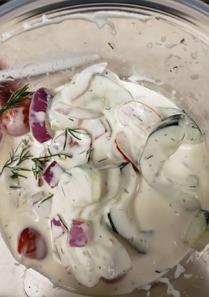 A picture of Creamy Cucumber Salad.