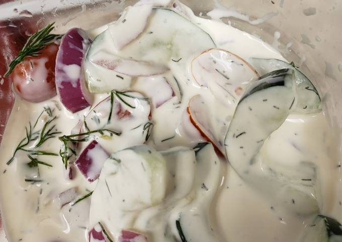 Easiest Way to Make Super Quick Homemade Creamy Cucumber Salad