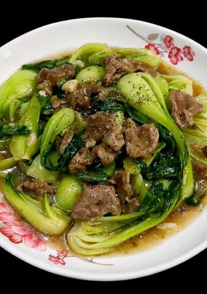 Hình của món SP.0975 - Cải Thìa Xào Bò Xốt Dầu Hào.
