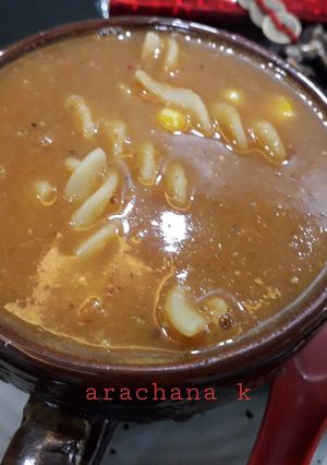 A picture of Sweet Corn pasta soup.