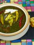 Palak bathwa and methi gravy with fried paneer potato