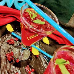 A picture of Holiday Mojito Cocktail with Cranberry and Pomegranate.