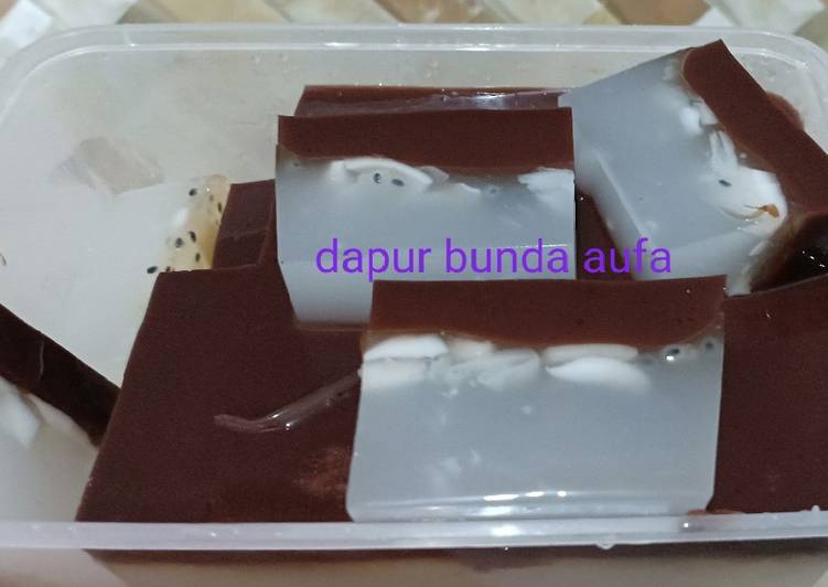 Agar puding kelapa coklat