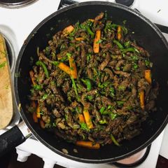 Pan fried beef fingerling A picture of Pan fried beef fingerling.