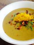 Crema de Plátano con "Arañitas" y Trocitos de Tocineta Crujiente