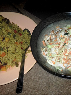 A picture of Fried rice &salad.