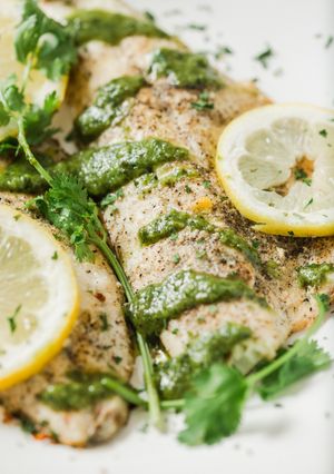 A picture of Baked Branzino.
