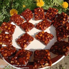 A picture of Peanut Chikki or moongfali chikki.