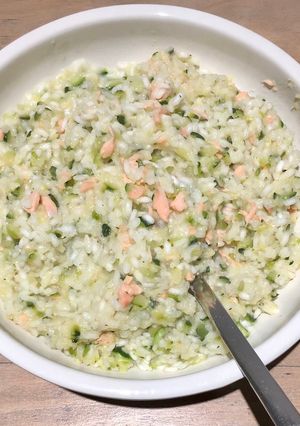 Une photo de Risotto aux courgettes et au saumon fumé
