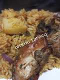 Jollof din shinkafa, dankalin turawa da Naman kaza