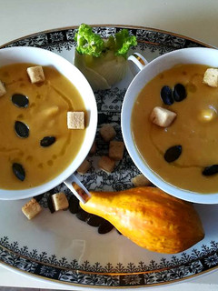 Una foto de Crema de calabaza y zanahorias