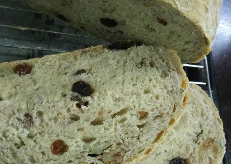 No knead bread-bluberry-pecans(roti tanpa ulen)