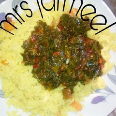 A picture of Yellew rice with miyar alaiyahu.