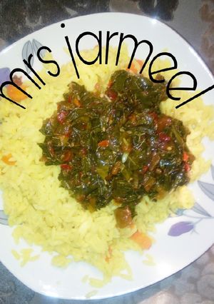 A picture of Yellew rice with miyar alaiyahu.