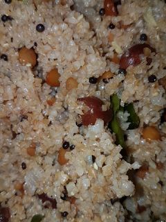 A picture of Red rava upma (goduma rava upma).