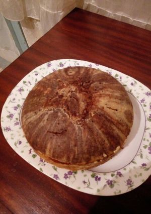 A picture of Simple zebra cake with improvised oven.(stove).