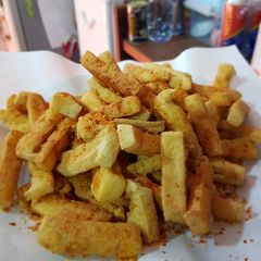 Spicy deep fried tofu A picture of Spicy deep fried tofu.