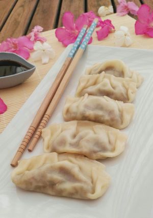 Una foto de Gyozas de verduras