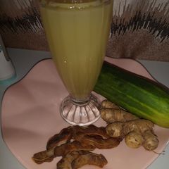 A picture of Cucumber, ginger and tamarind juice.