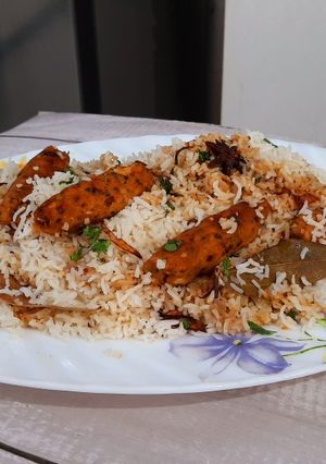 A picture of Malai Seekh Biryani.