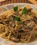 Spaghetti con champiñones
