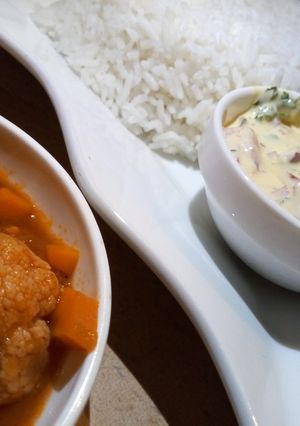 A picture of Cauliflower in tomato 🍅 concasse & Tartar sauce.
