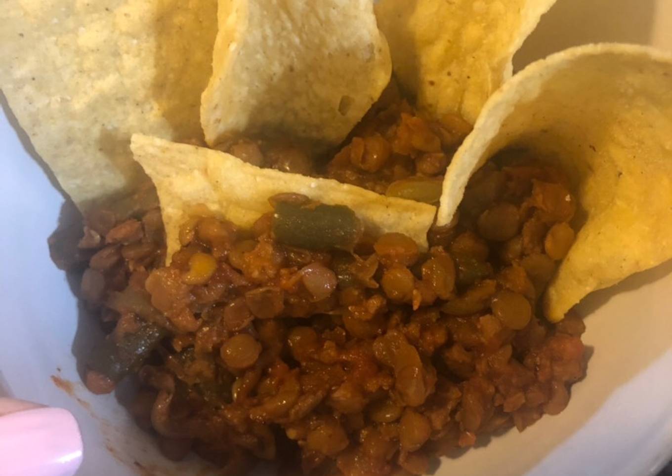 Lentejas con chorizo de soya!