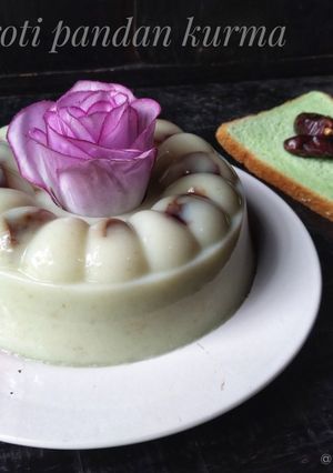 Foto resep Puding roti pandan kurma