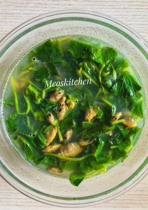 Hình của món Canh rau má nấu nghêu.