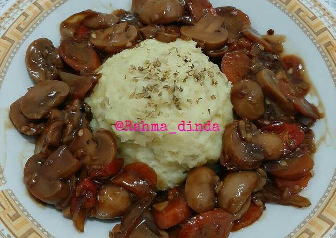 Cara Bikin Mashed Potato Jamur Lada Hitam Ekonomis Untuk Jualan