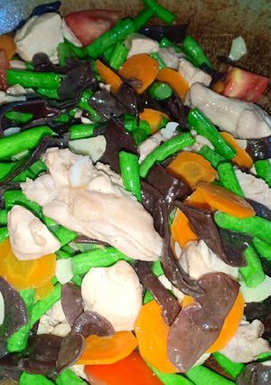 Foto resep Tumis buncis ayam jamur