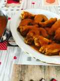 Alitas de pollo en salsa jardinera pasada por colador chino