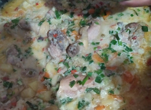 Una foto de Pollo al disco con crema