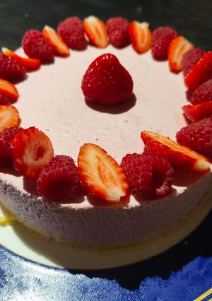 A picture of Strawberry Mousse Cake 🍓.