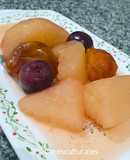 🍐🥣Compota de peras, ciruela gotitas de miel y cerezas🍒